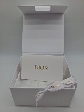 DIOR Large White Gift Box Ribbon Tissue Card + Original Shipping Box EUC